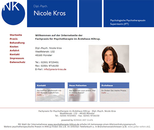 Dipl. Psychologin Nicole Kros, Psychotherapie